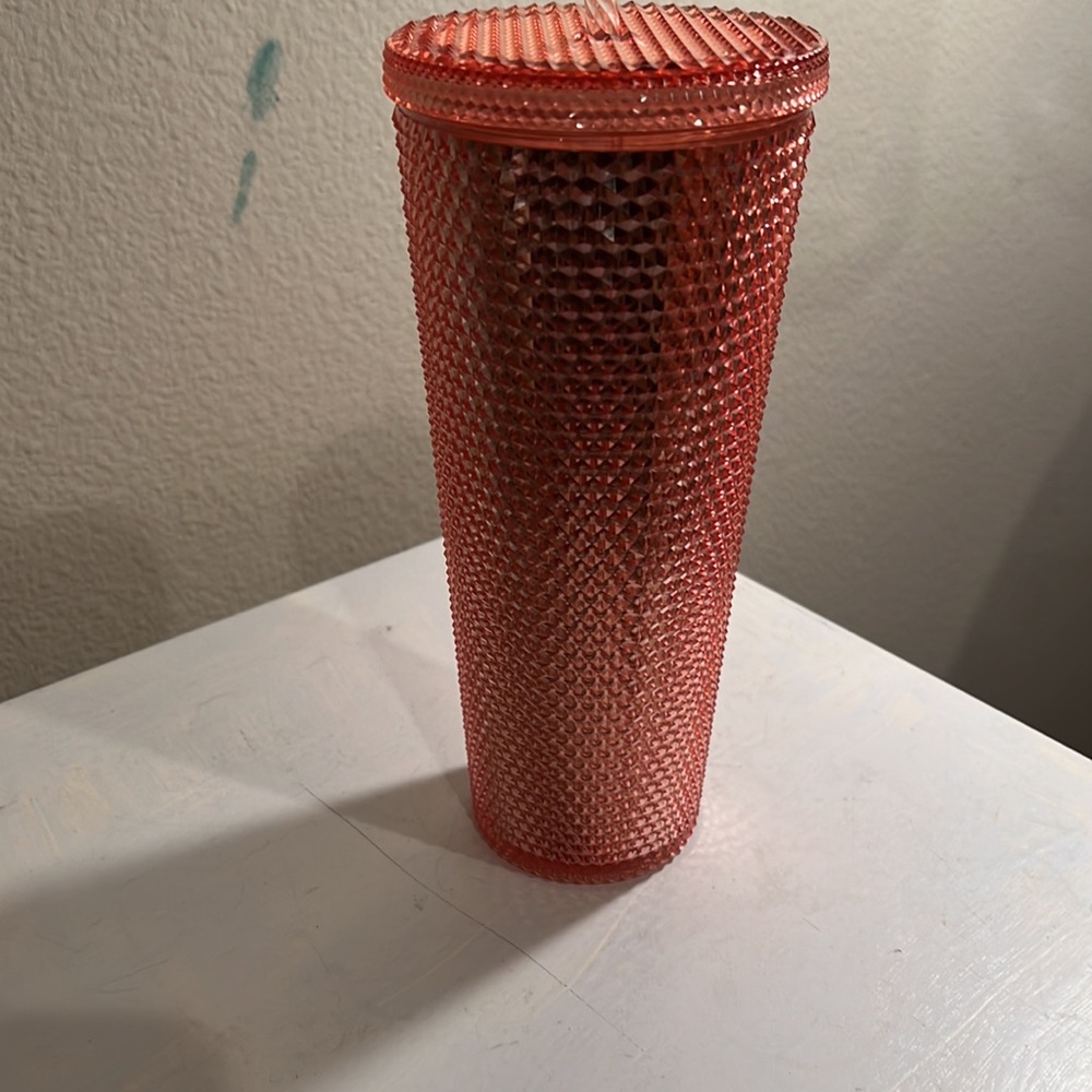 Starbucks Studded Pink / Light Orange 24 oz cold cup - Picture 2 of 5